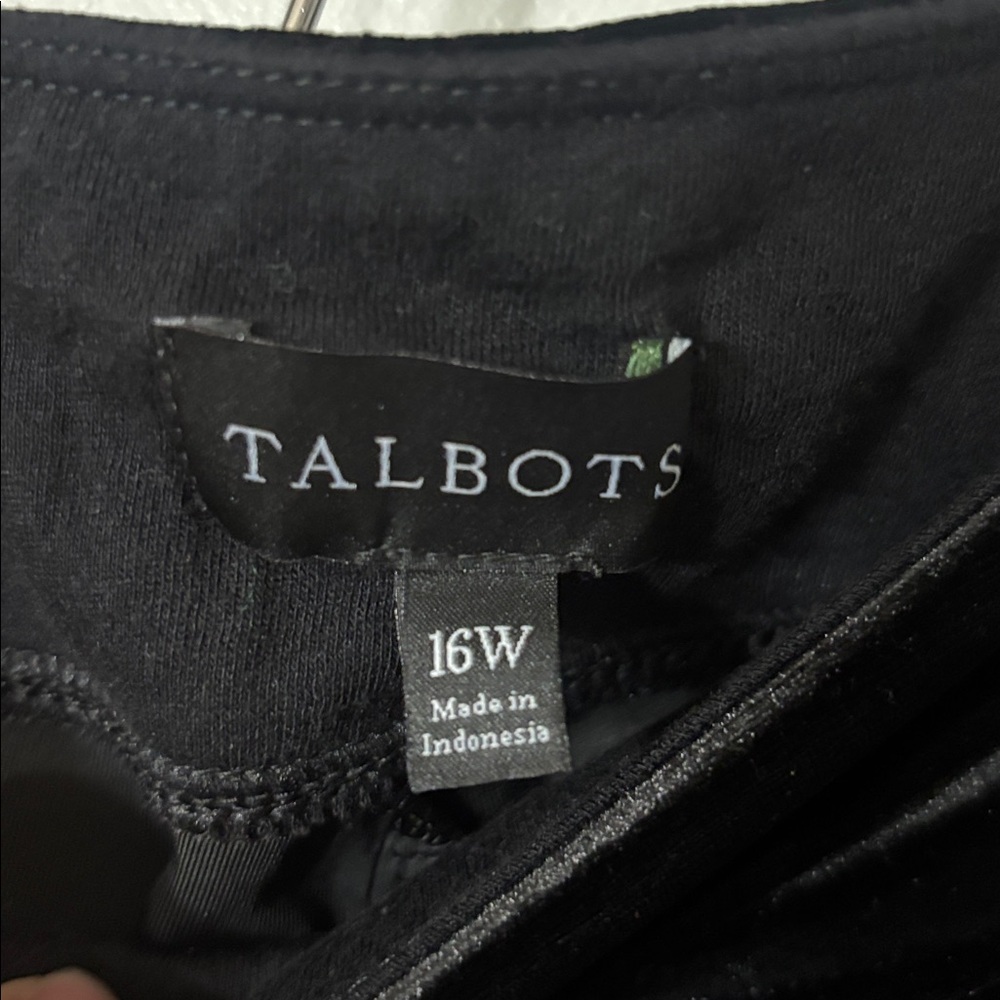NEW Talbots Black Velvet Pull-On Pants Straight Leg Holiday Size 16W - Picture 3 of 6